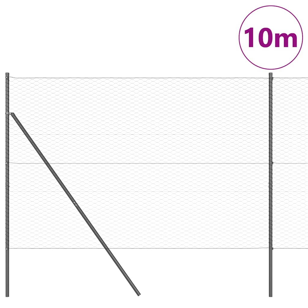 Hatszögletű kerítés talajrögzítő 10 x 1,6 m PVC-bevonatos acél
