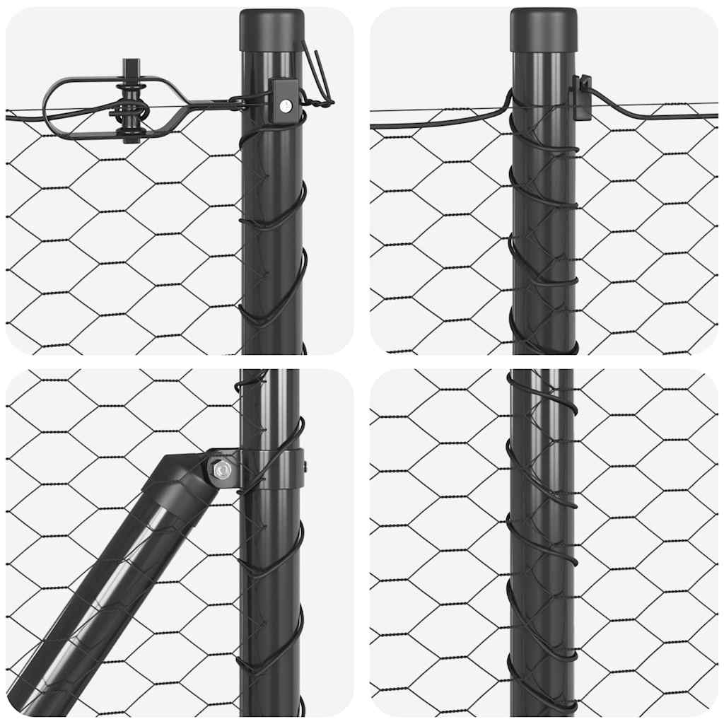 Hatszögletű kerítés talajrögzítő 25 x 0,5 m PVC-bevonatos acél