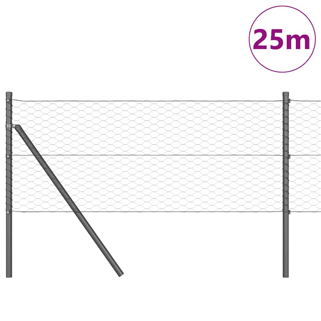 Hatszögletű kerítés talajrögzítő 25 x 0,6 m PVC-bevonatos acél