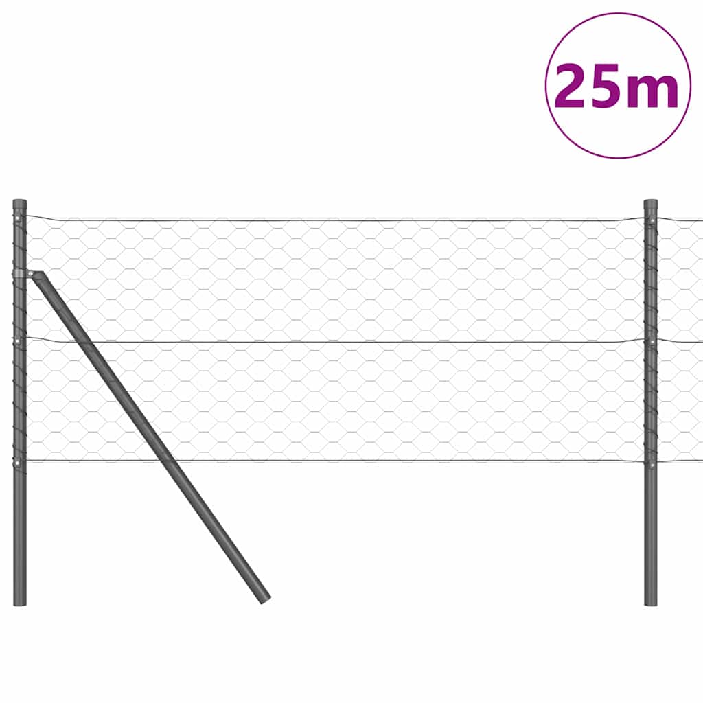 Hatszögletű kerítés talajrögzítő 25 x 0,6 m PVC-bevonatos acél