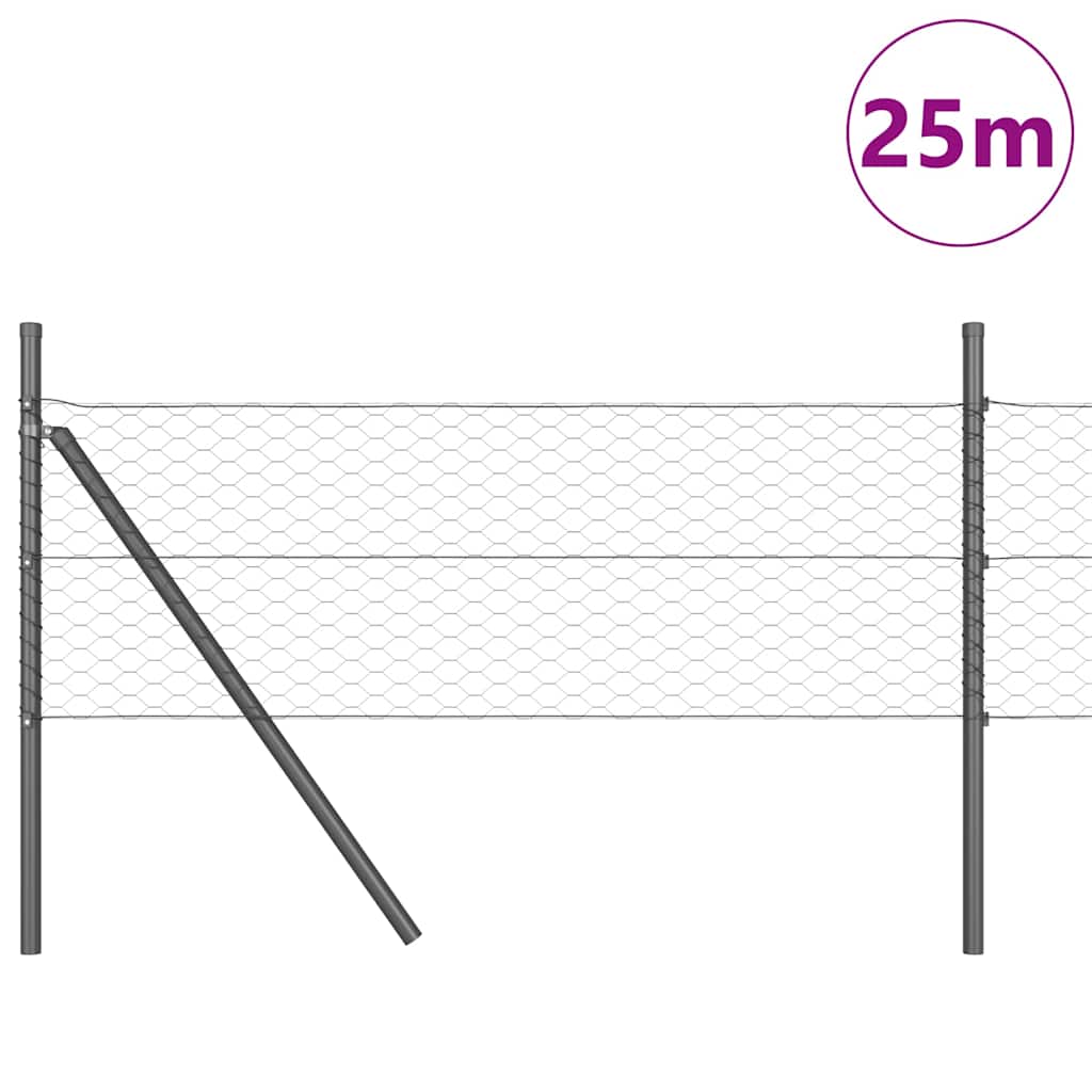 Hatszögletű kerítés talajrögzítő 25 x 0,8 m PVC-bevonatos acél
