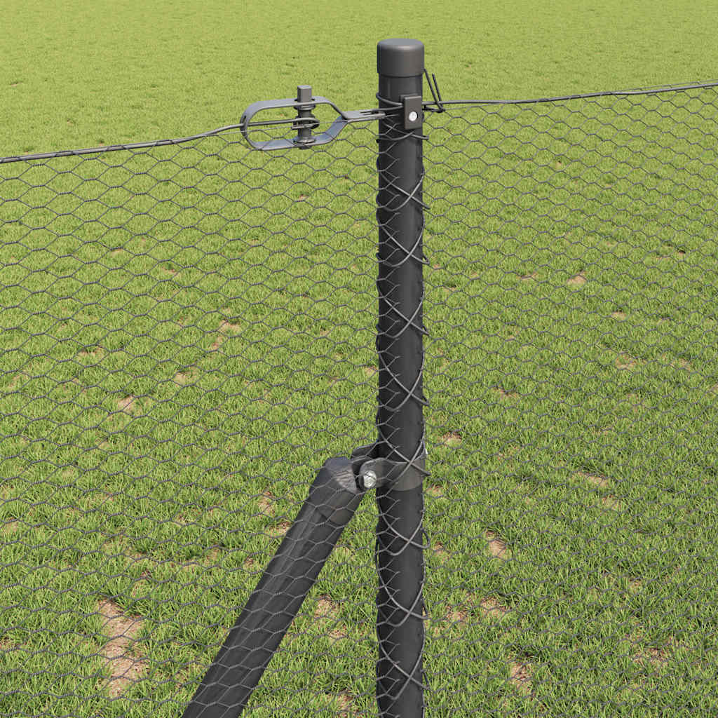 Hatszögletű kerítés talajrögzítő 25 x 1 m PVC-bevonatos acél