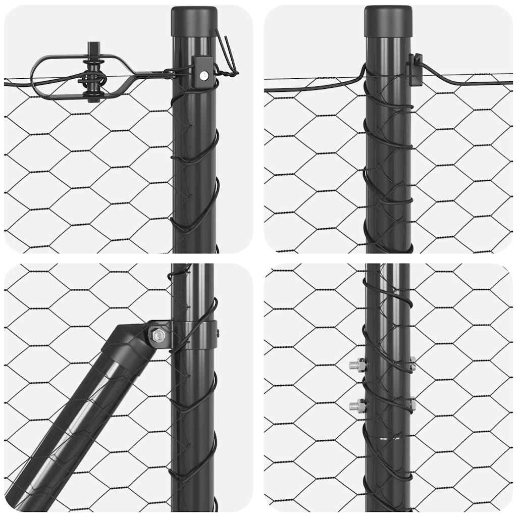 Hatszögletű kerítés talajrögzítő 25 x 1 m PVC-bevonatos acél