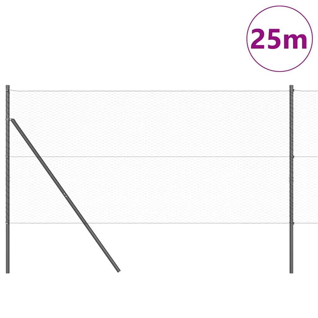 Hatszögletű kerítés talajrögzítő 25 x 1 m PVC-bevonatos acél