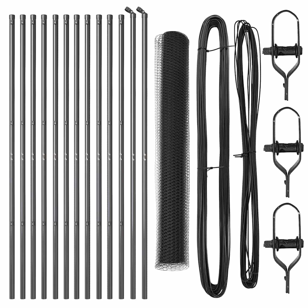Hatszögletű kerítés talajrögzítő 25 x 1,4 m PVC-bevonatos acél