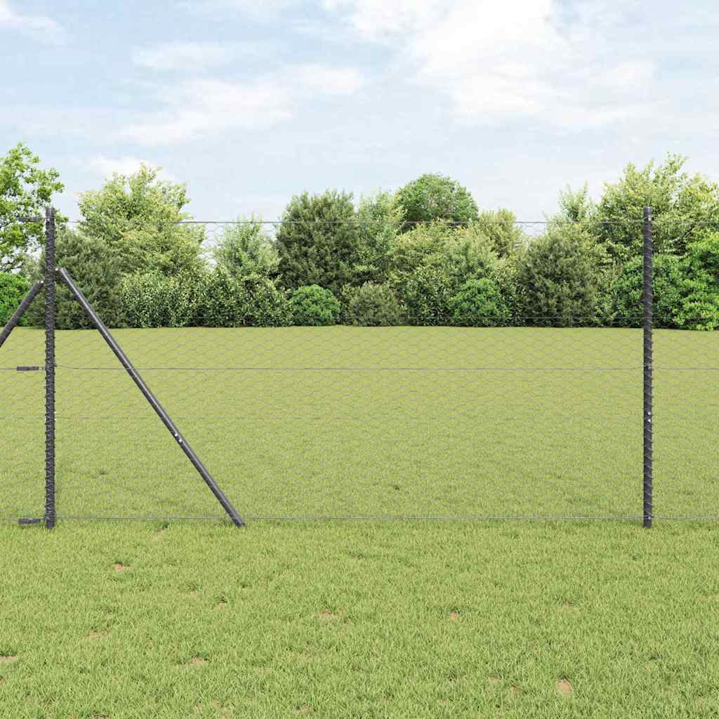 Hatszögletű kerítés talajrögzítő 25 x 1,4 m PVC-bevonatos acél