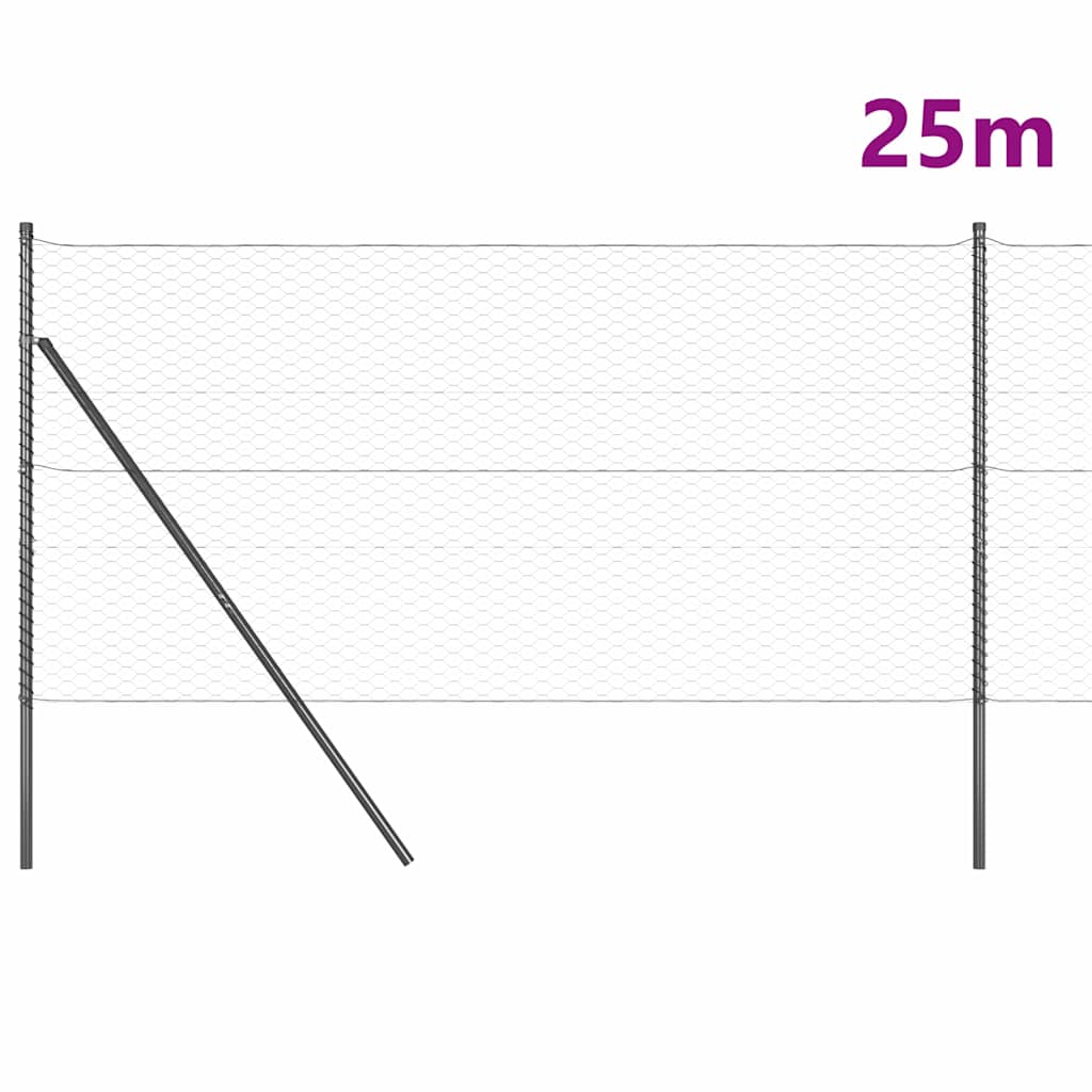 Hatszögletű kerítés talajrögzítő 25 x 1,4 m PVC-bevonatos acél