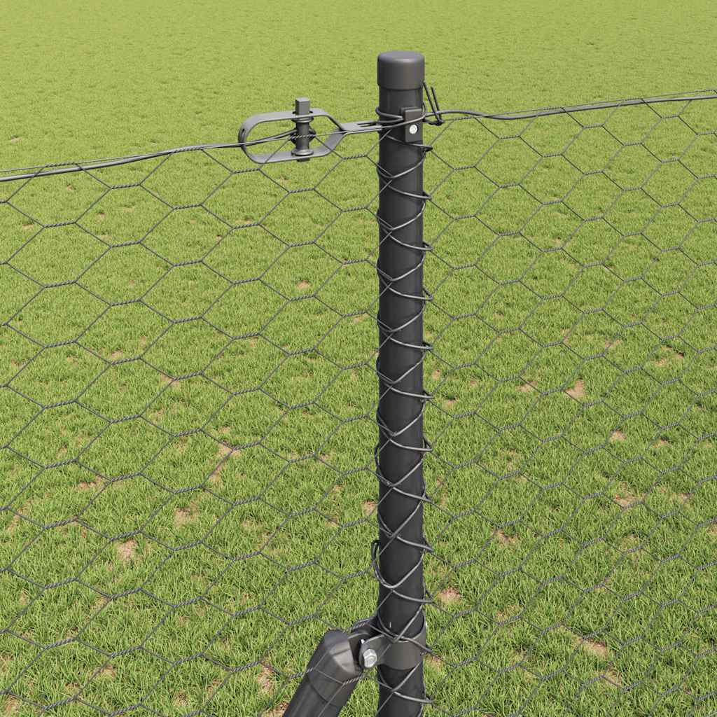 Hatszögletű kerítés talajrögzítő 25 x 1,6 m PVC-bevonatos acél