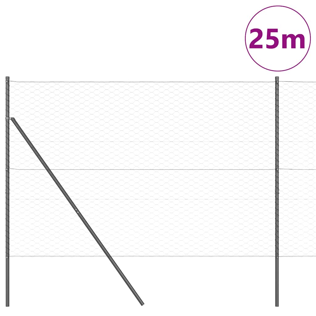Hatszögletű kerítés talajrögzítő 25 x 1,6 m PVC-bevonatos acél
