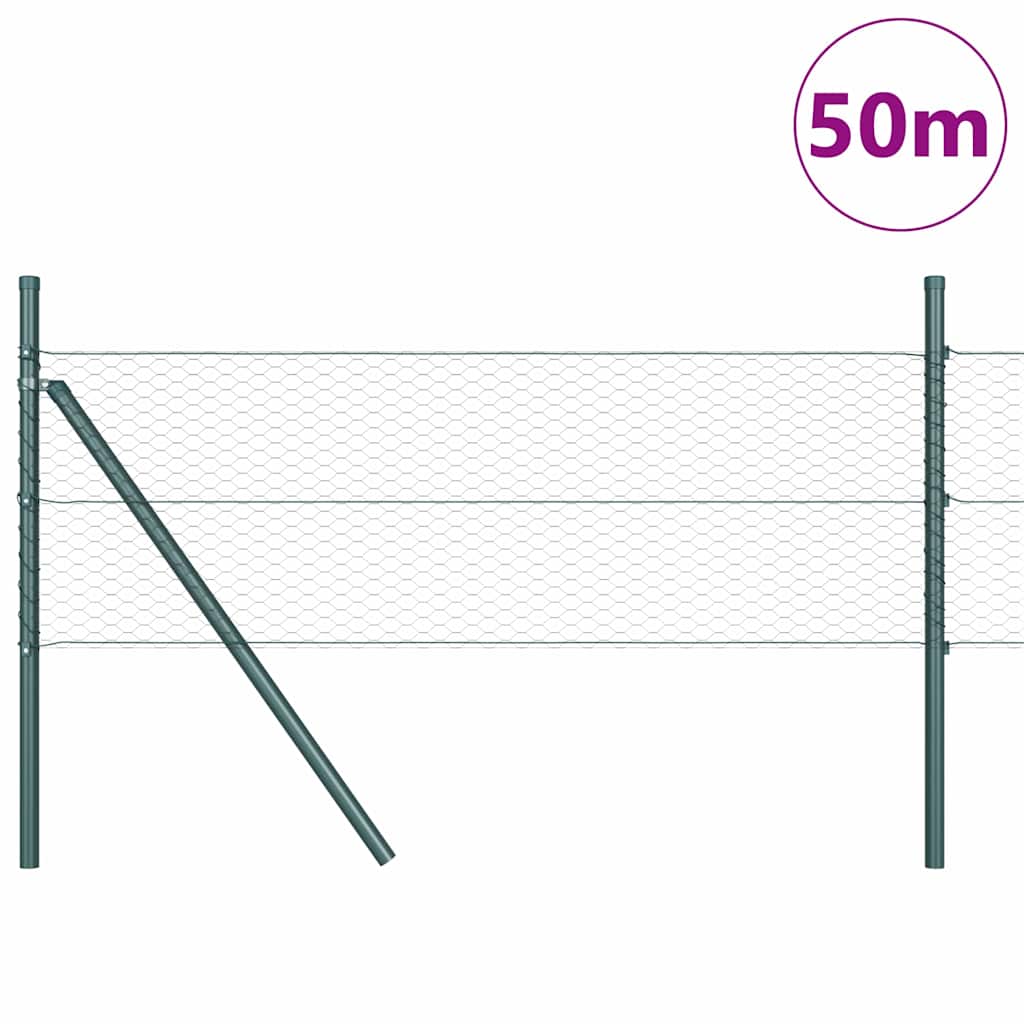 Hatszögletű kerítés talajrögzítő 50 x 0,4 m PVC-bevonatos acél