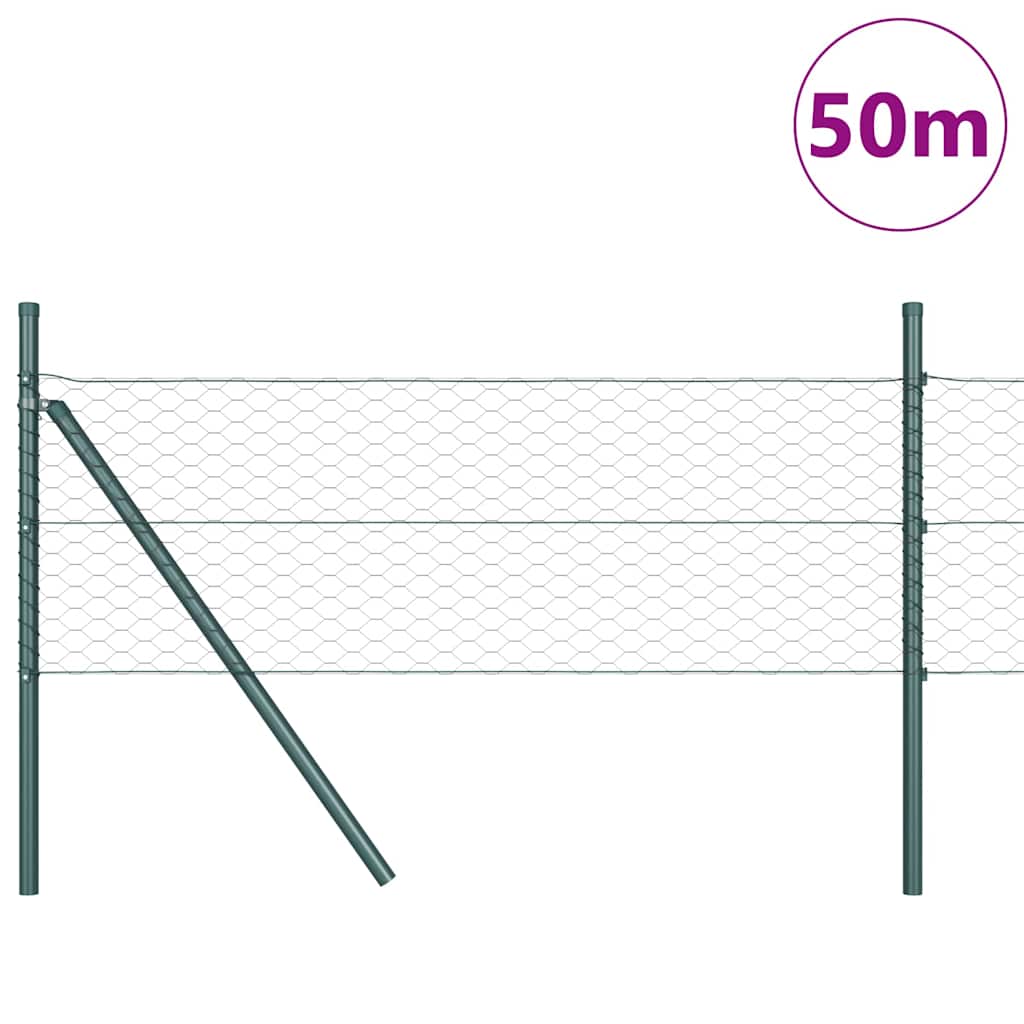 Hatszögletű kerítés talajrögzítő 50 x 0,5 m PVC-bevonatos acél