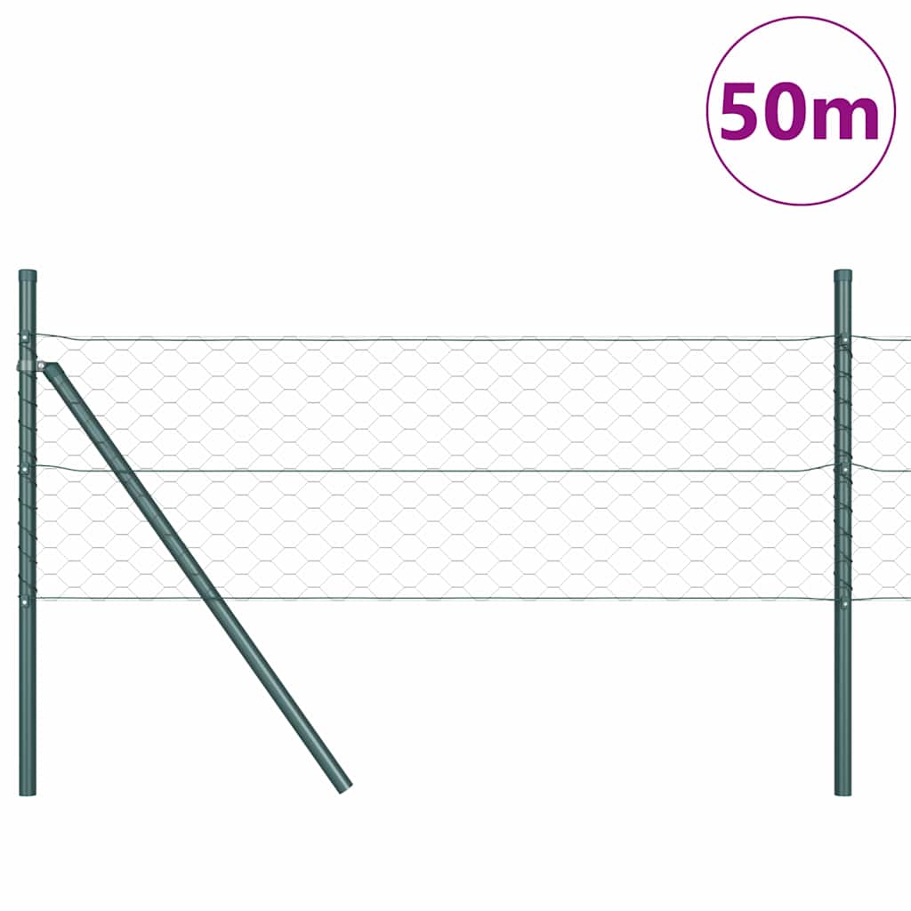Hatszögletű kerítés talajrögzítő 50 x 0,8 m PVC-bevonatos acél