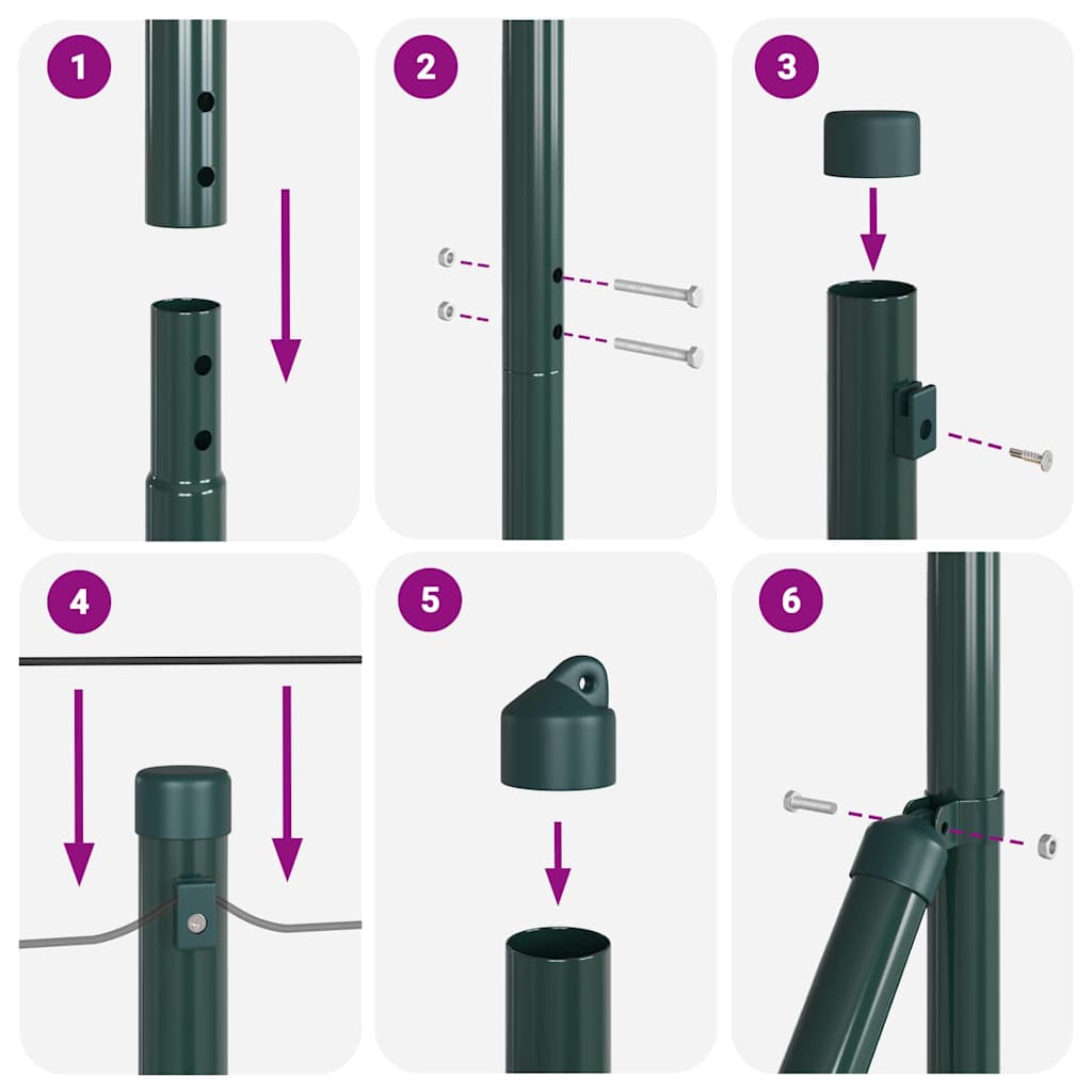 Hatszögletű kerítés talajrögzítő 50 x 1,6 m PVC-bevonatos acél