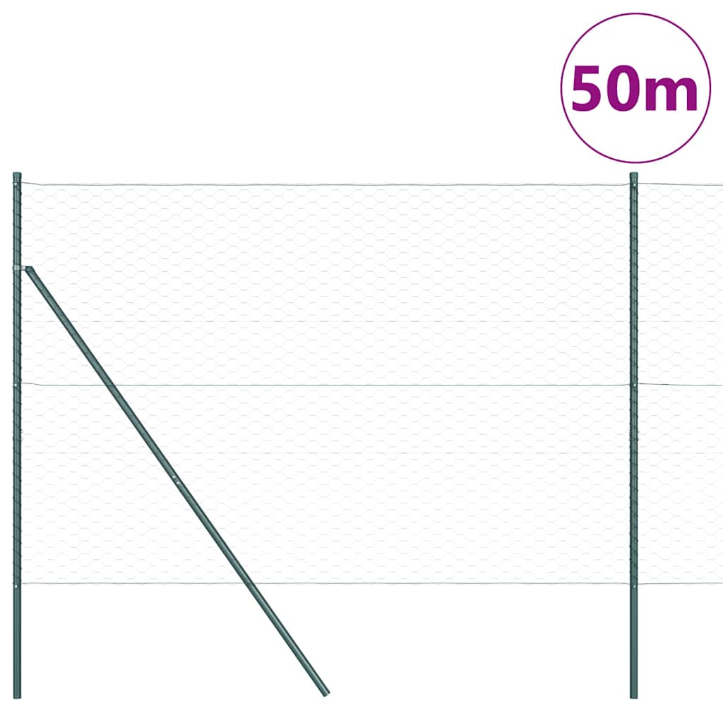 Hatszögletű kerítés talajrögzítő 50 x 1,6 m PVC-bevonatos acél