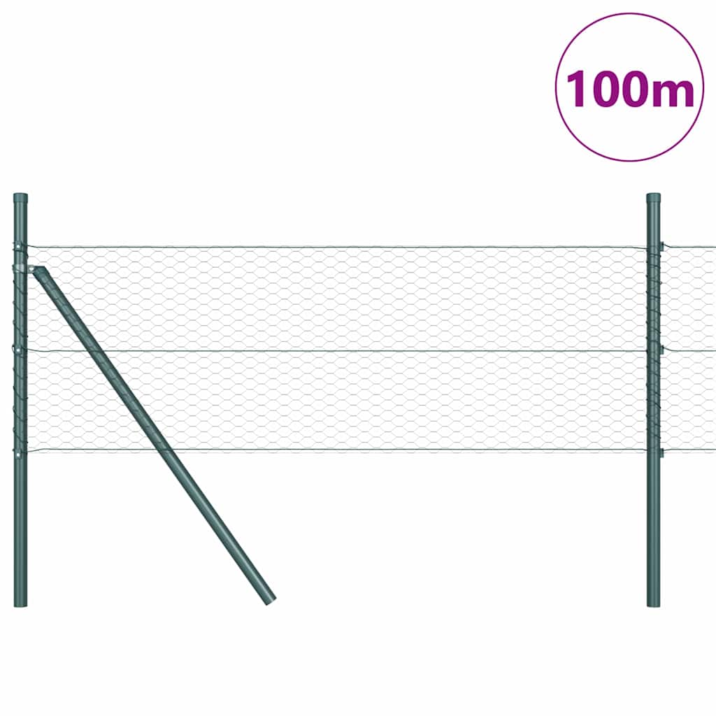 Hatszögletű kerítés talajrögzítő 100 x 0,5 m PVC-bevonatos acél