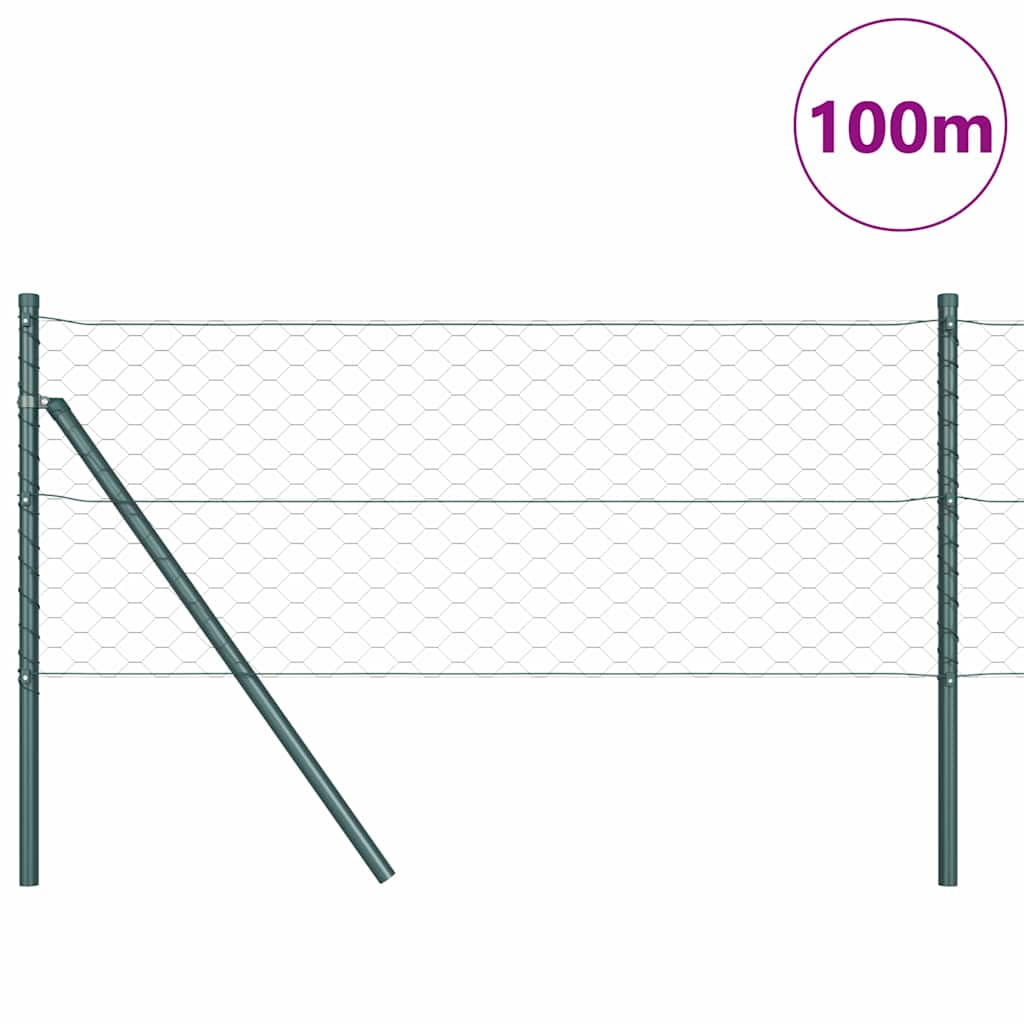 Hatszögletű kerítés talajrögzítő 100 x 0,6 m PVC-bevonatos acél