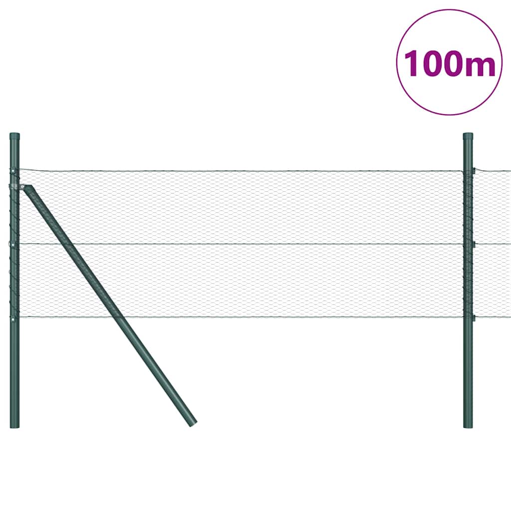 Hatszögletű kerítés talajrögzítő 100 x 0,8 m PVC-bevonatos acél