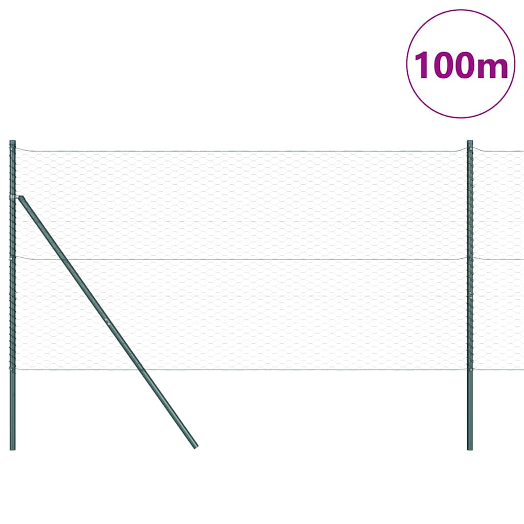 Hatszögletű kerítés talajrögzítő 100 x 1 m PVC-bevonatos acél