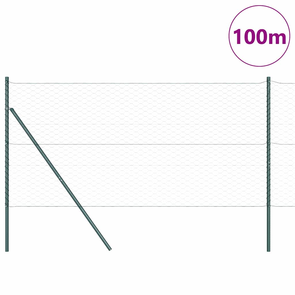 Hatszögletű kerítés talajrögzítő 100 x 1,2 m PVC-bevonatos acél