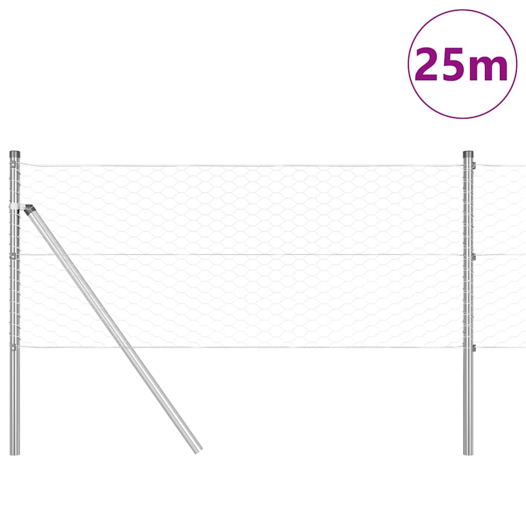 Hatszögletű kerítés talajrögzítő 25 x 0,6 m Horganyzott Acél