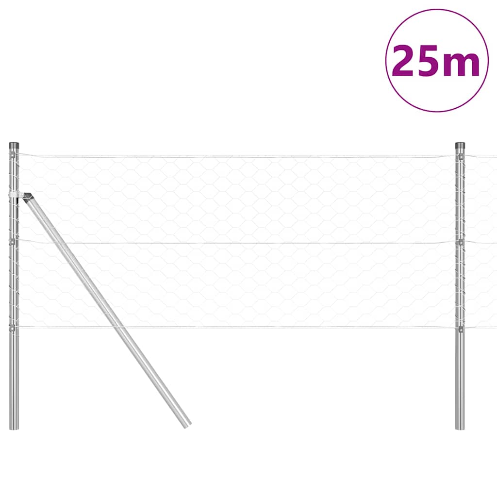 Hatszögletű kerítés talajrögzítő 25 x 0,6 m Horganyzott Acél