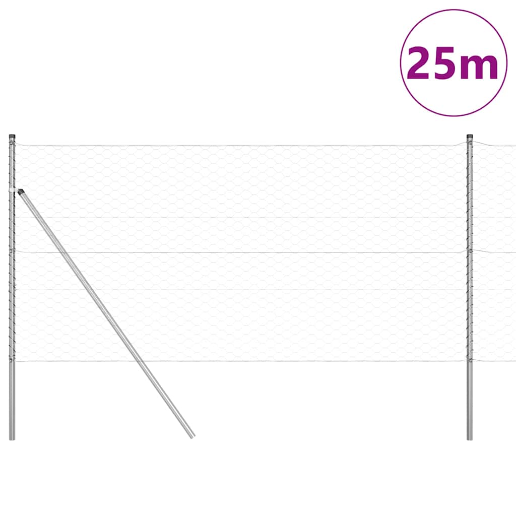 Hatszögletű kerítés talajrögzítő 25 x 1,2 m Horganyzott Acél