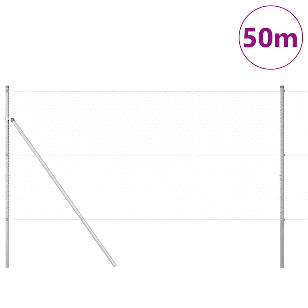 Hatszögletű kerítés talajrögzítő 50 x 1 m Horganyzott Acél Háló
