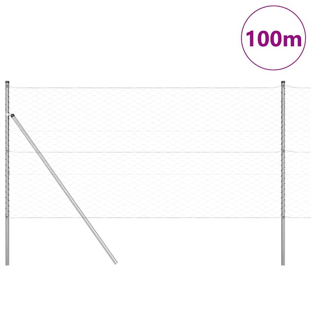 Hatszögletű kerítés talajrögzítő 100 x 1,4 m Horganyzott Acél