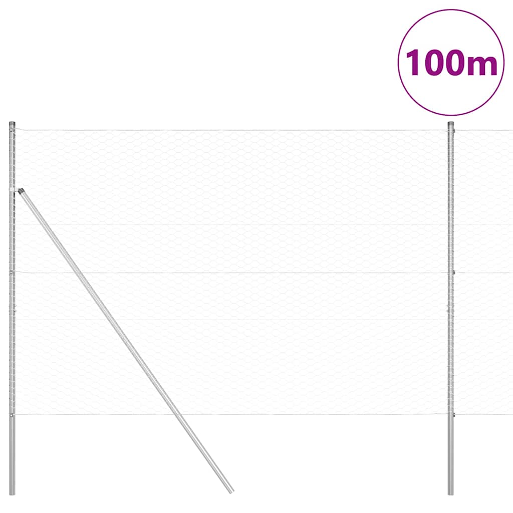 Hatszögletű kerítés talajrögzítő 100 x 1,6 m Horganyzott Acél