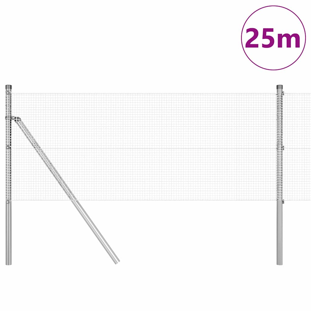 Hegesztett dróthálós kerítés talaj rögzítés 25 x 0,8 m Ezüst
