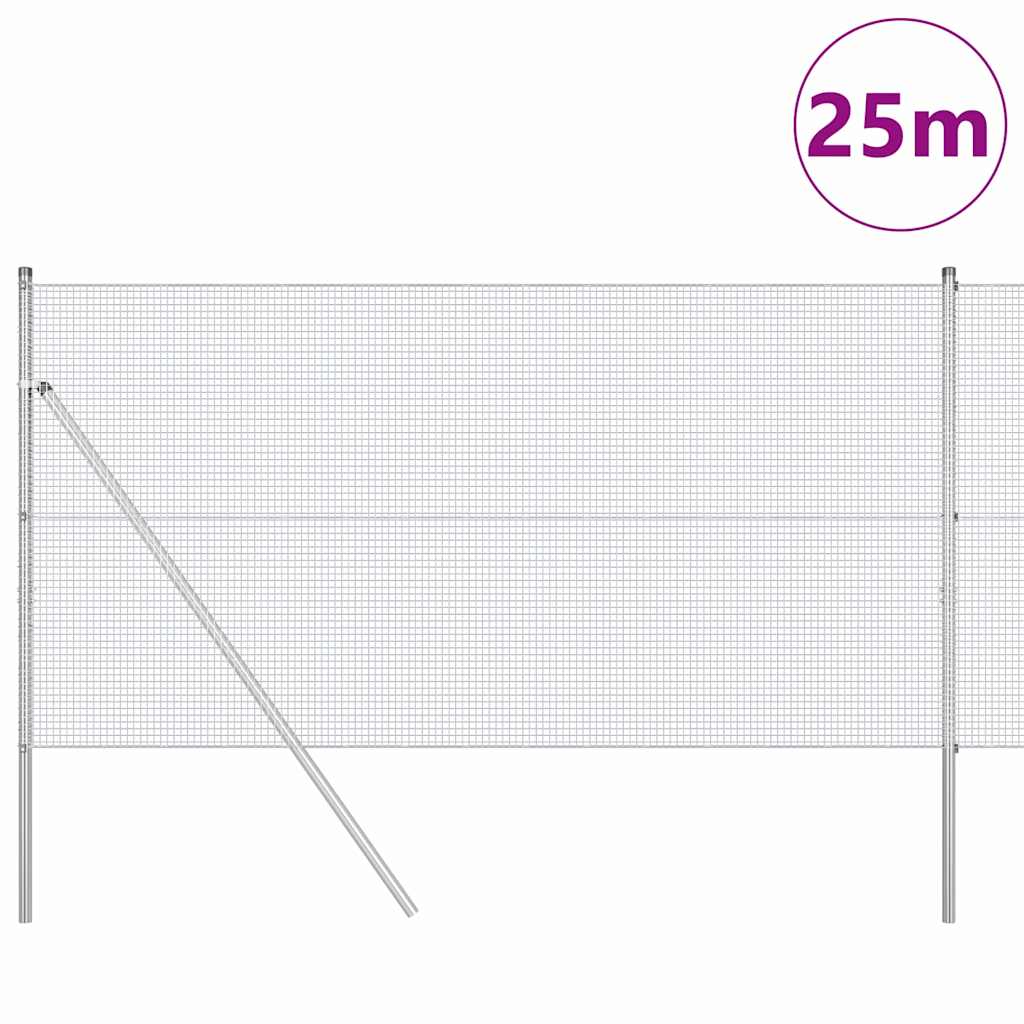 Hegesztett dróthálós kerítés talaj rögzítés 25 x 1,2 m Ezüst