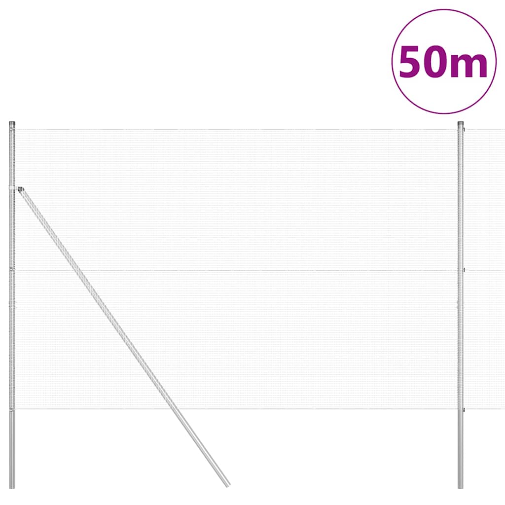 Hegesztett dróthálós kerítés talaj rögzítés 50 x 1,5 m Ezüst