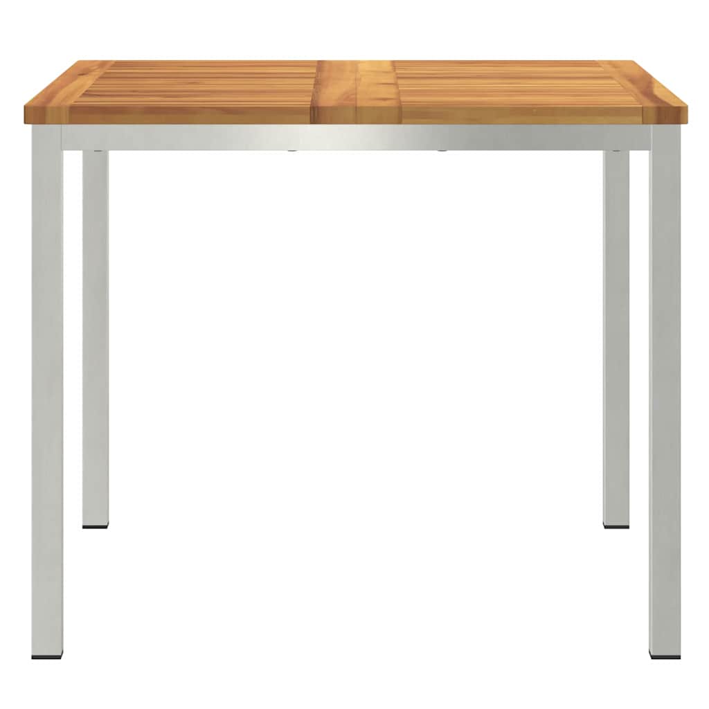 Étkezőasztal 90x90x75 cm Szilárd akácfa és rozsdamentes acél