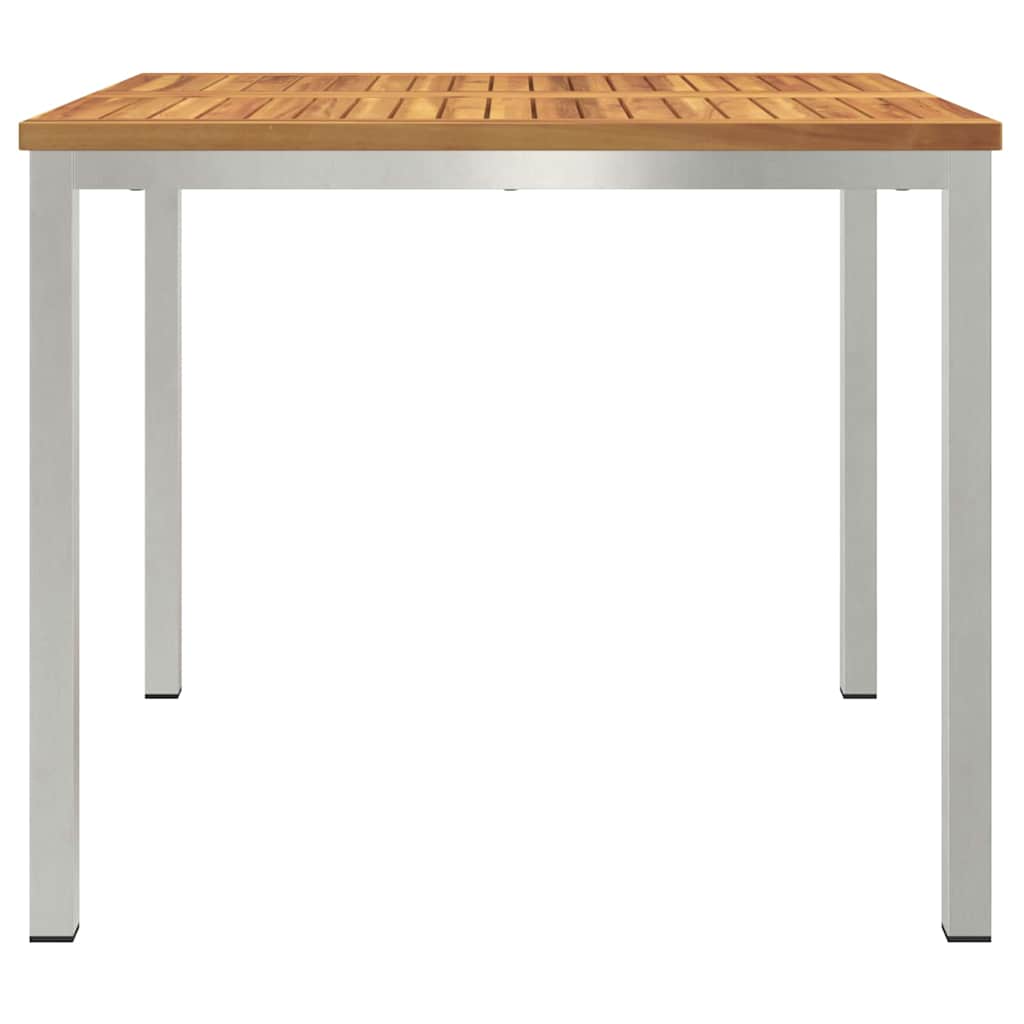 Étkezőasztal 90x90x75 cm Szilárd akácfa és rozsdamentes acél