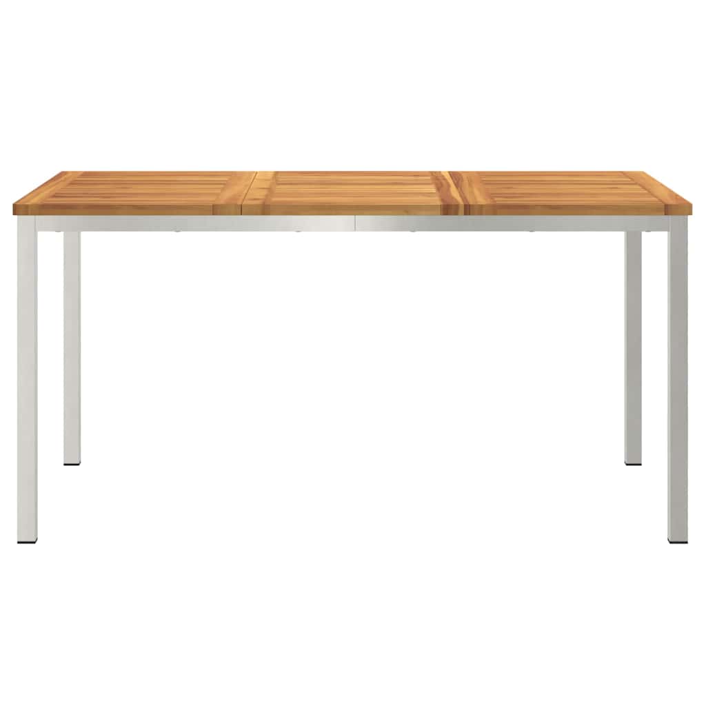 Étkezőasztal 150x90x75 cm Szilárd akácfa és rozsdamentes acél