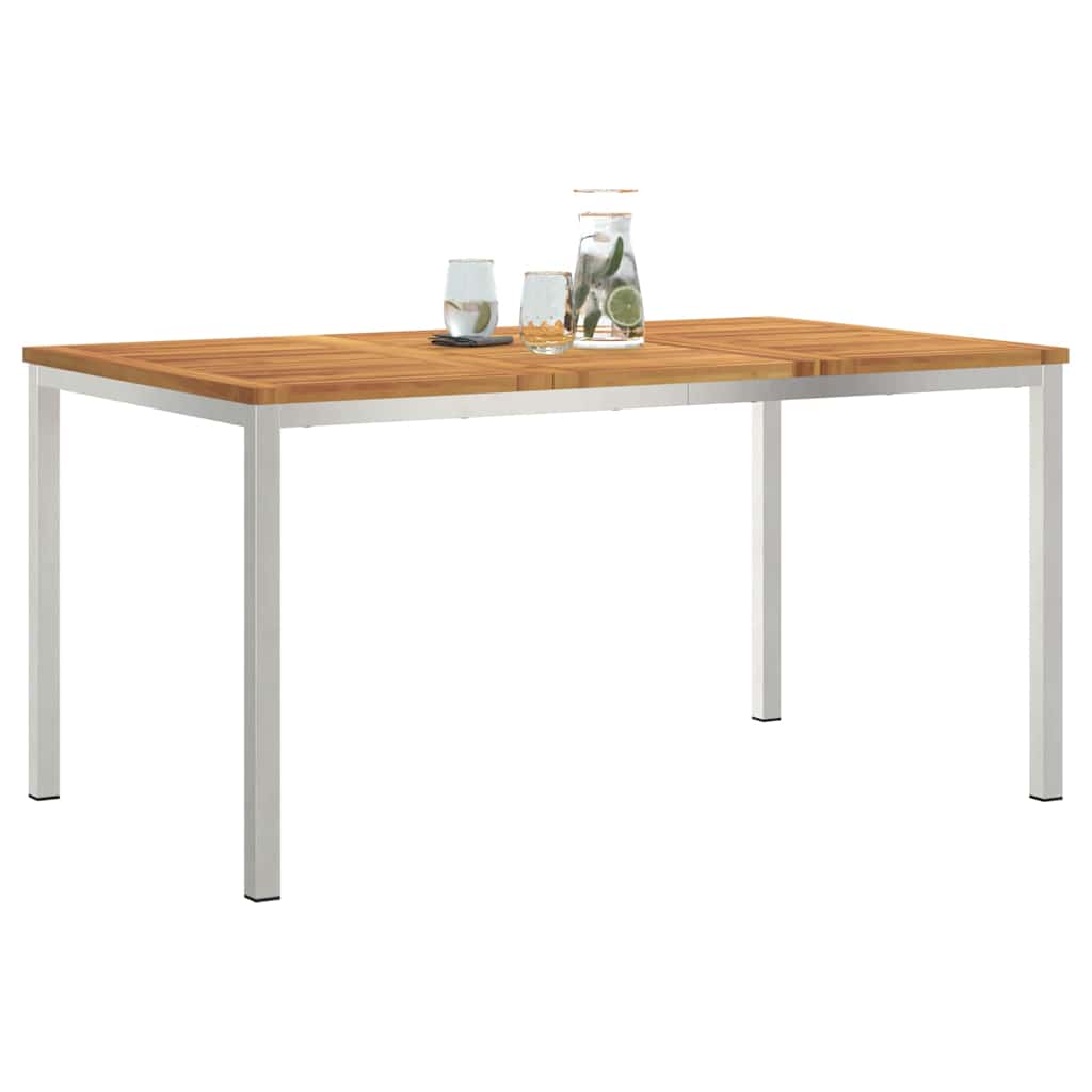 Étkezőasztal 150x90x75 cm Szilárd akácfa és rozsdamentes acél