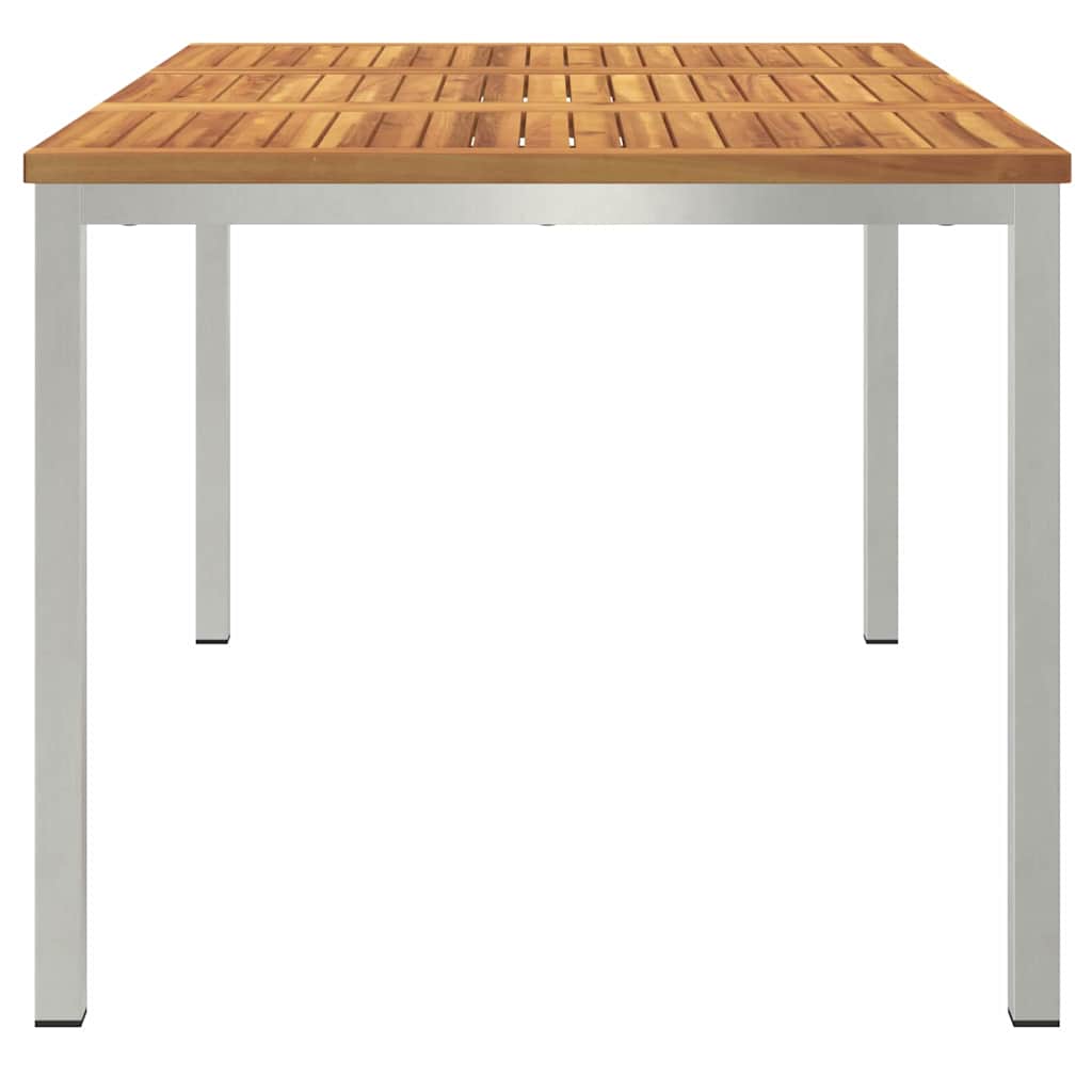 Étkezőasztal 150x90x75 cm Szilárd akácfa és rozsdamentes acél