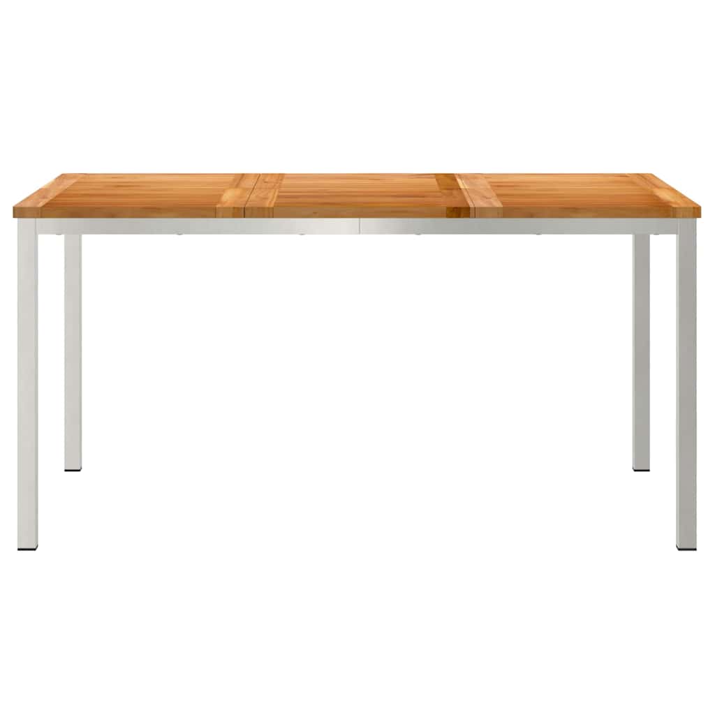 Étkezőasztal 150x90x75 cm Tömör teakfa és rozsdamentes acél