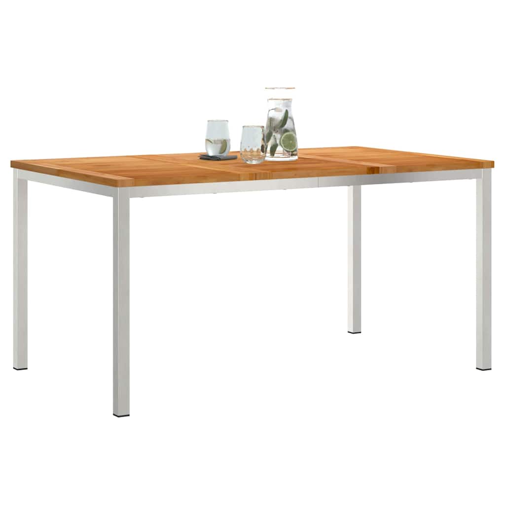 Étkezőasztal 150x90x75 cm Tömör teakfa és rozsdamentes acél