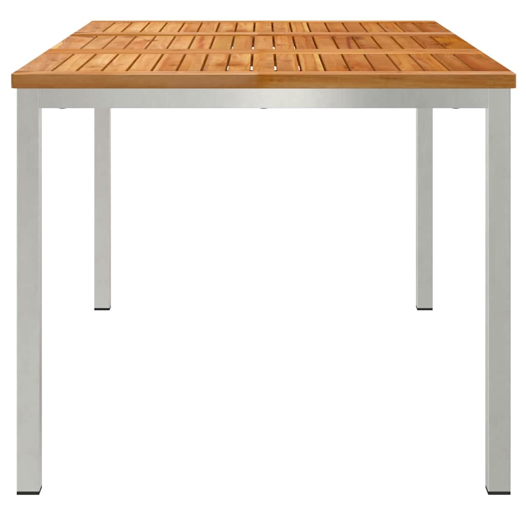 Étkezőasztal 150x90x75 cm Tömör teakfa és rozsdamentes acél