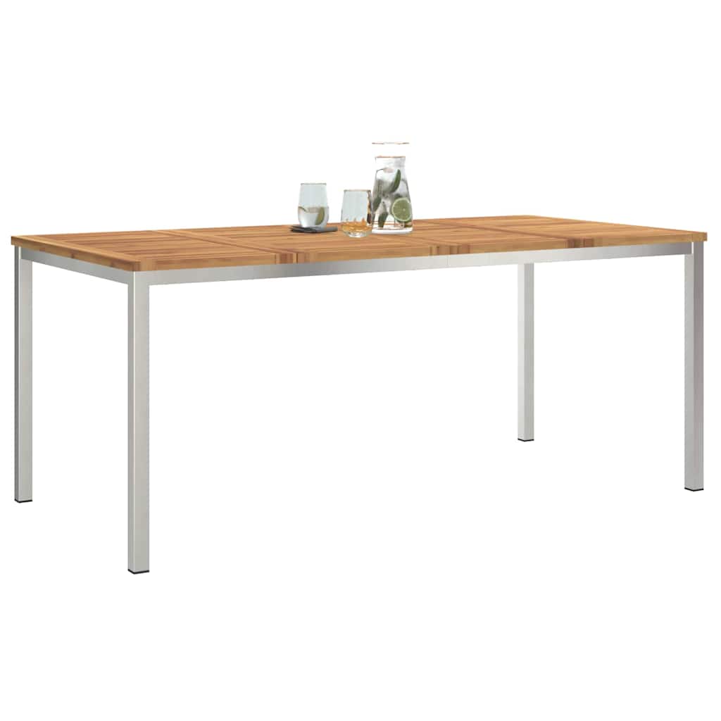 Étkezőasztal 180x90x75 cm Szilárd akácfa és rozsdamentes acél