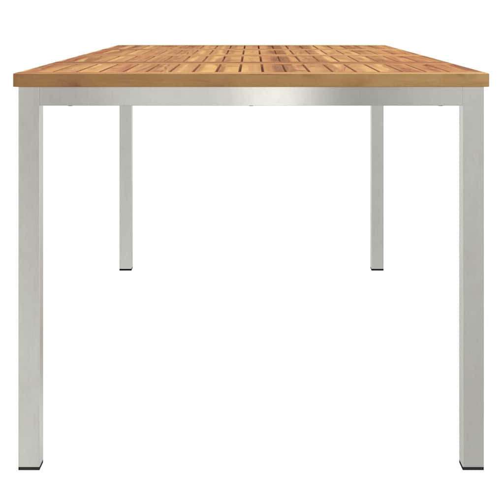 Étkezőasztal 180x90x75 cm Szilárd akácfa és rozsdamentes acél