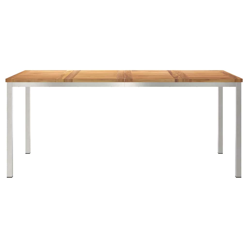 Étkezőasztal 180x90x75 cm Tömör teakfa és rozsdamentes acél