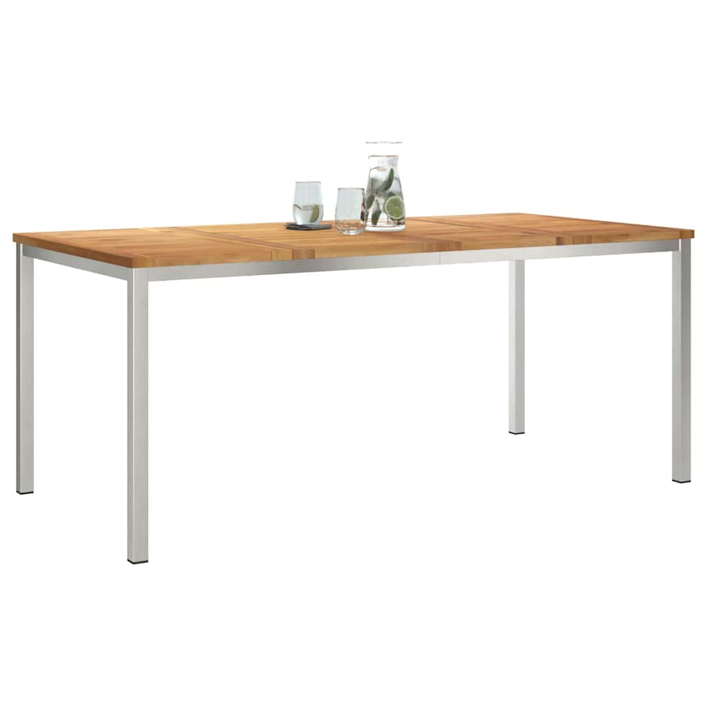 Étkezőasztal 180x90x75 cm Tömör teakfa és rozsdamentes acél