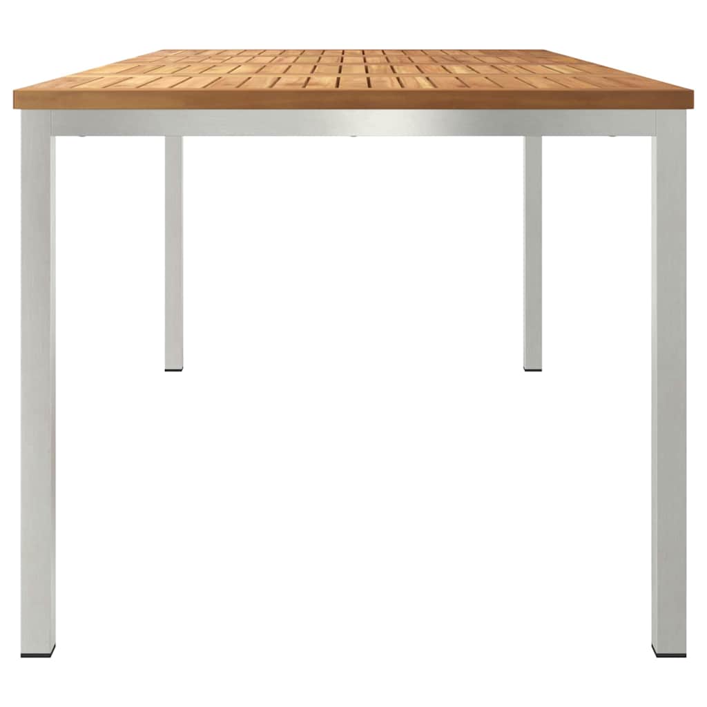 Étkezőasztal 180x90x75 cm Tömör teakfa és rozsdamentes acél
