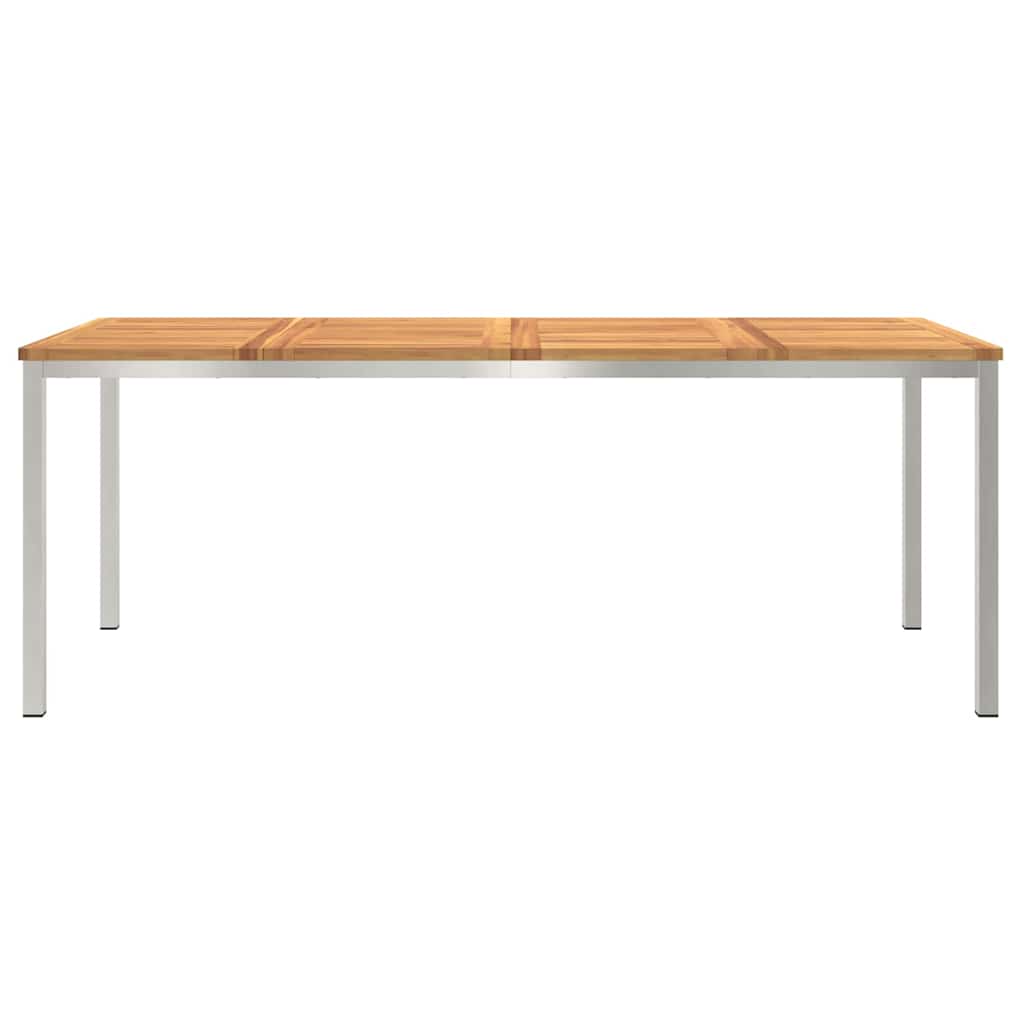 Étkezőasztal 200x90x75 cm Szilárd akácfa és rozsdamentes acél