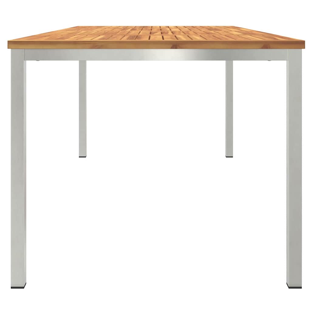 Étkezőasztal 200x90x75 cm Szilárd akácfa és rozsdamentes acél