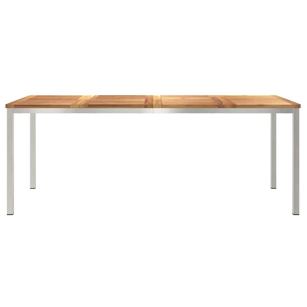 Étkezőasztal 200x90x75 cm Tömör teakfa és rozsdamentes acél