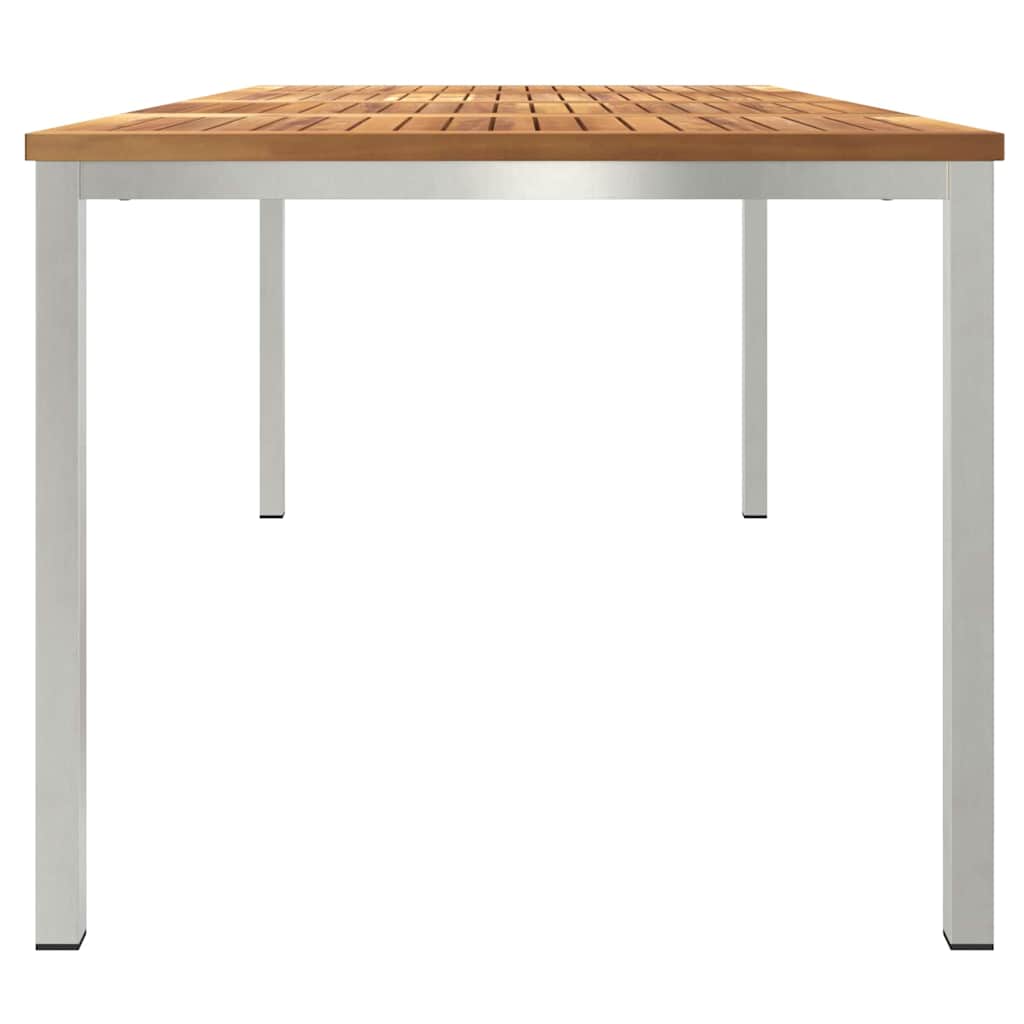 Étkezőasztal 200x90x75 cm Tömör teakfa és rozsdamentes acél