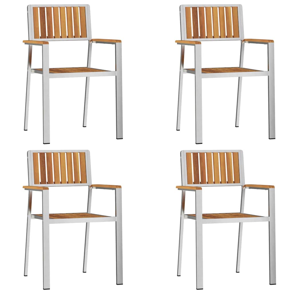 Kerti Szék 4 pcs Szilárd akácfa és rozsdamentes acél